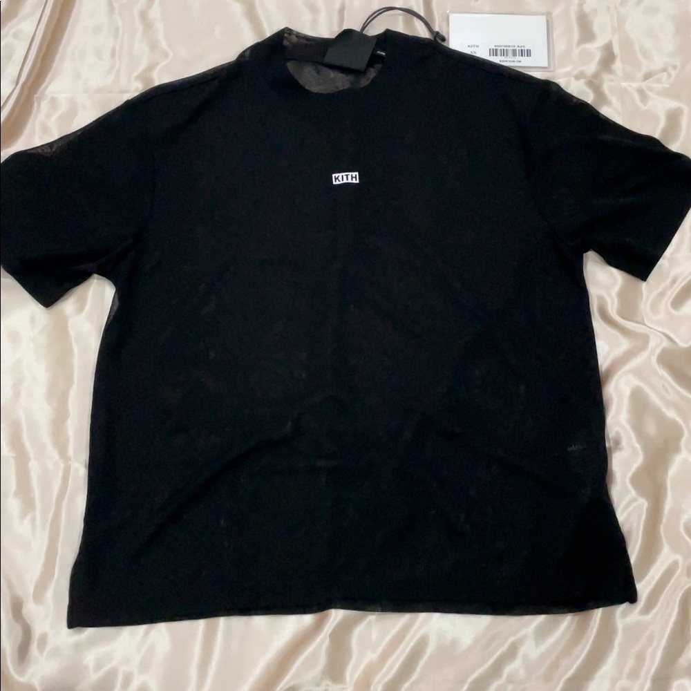 Sheer mesh kith high neck top